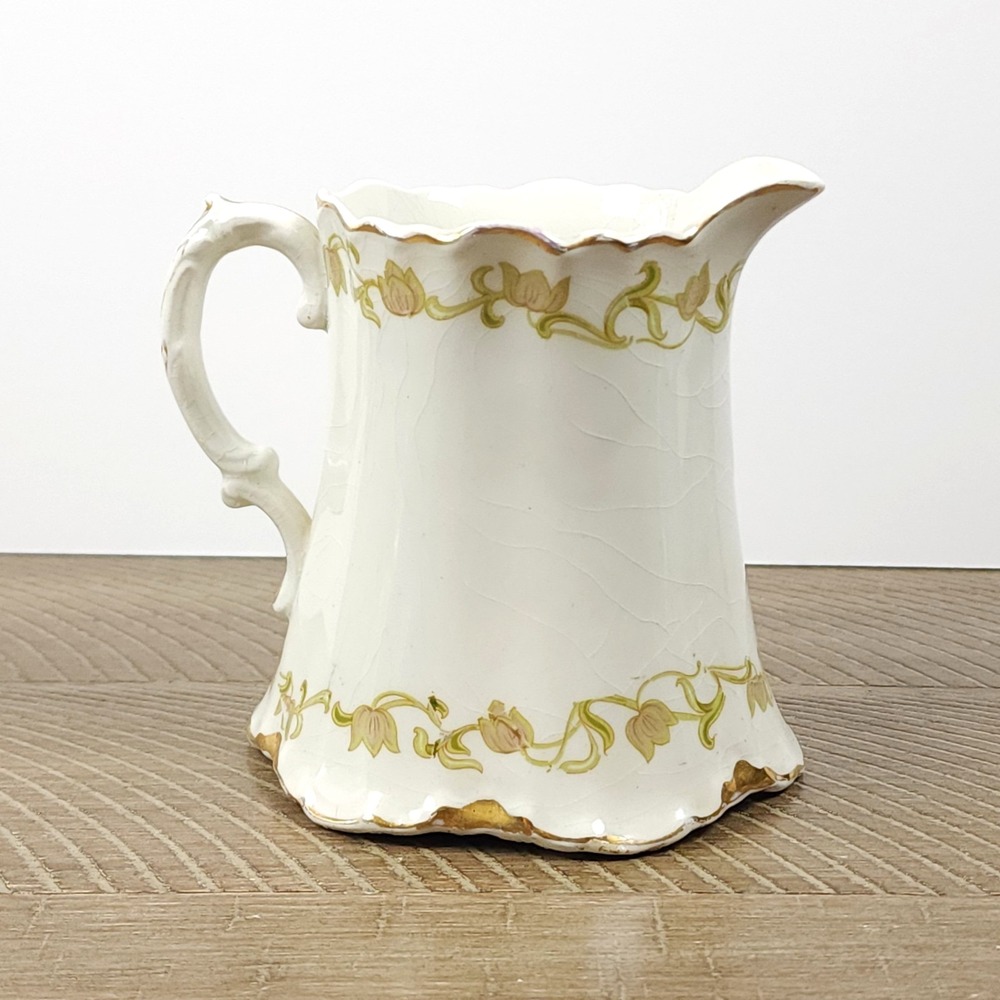 Antique‎ J&G Meakin Hanley England Creamer Victorian Floral with Gold